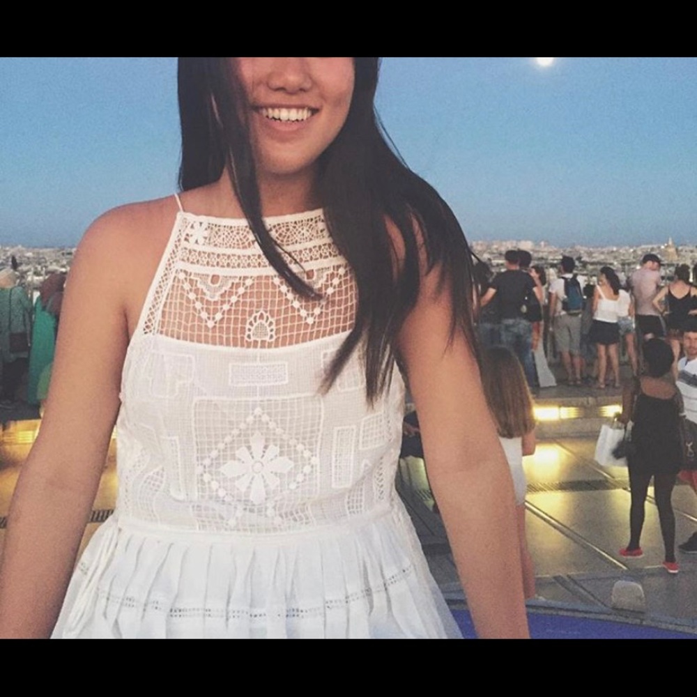 Free People White Silk Cutout Mini Dress